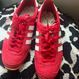 Red adidas retro sneaker.